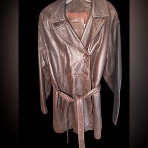 vintage coach men’s small Brown Leather  Trench Coat with Belt C5K0916 Portugal